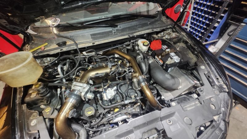 Turbocharged engine bay close-up